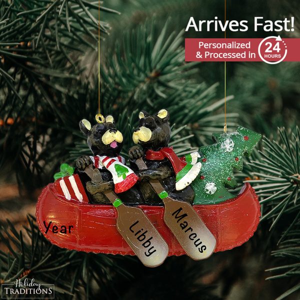 Bear Canoe Couple Christmas Ornament on Sale