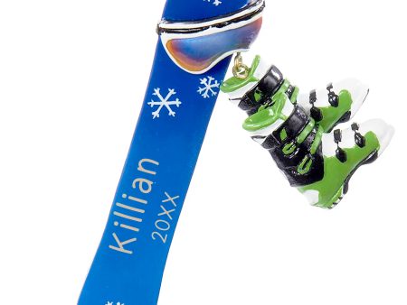 Blue Snowboard & Boots Personalized Ornament For Cheap