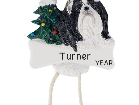 Shih Tzu - Black & White Personalized Ornament on Sale