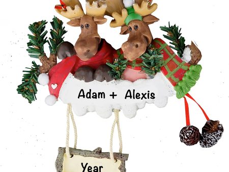 Moose Family of 2 Christmas Ornament For Discount