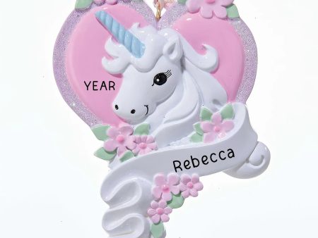 Unicorn With Pink Heart Christmas Ornament Online Sale