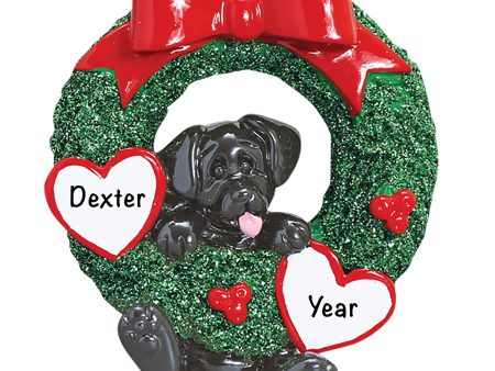 Black Labrador Glitter Wreath Christmas Ornament Online