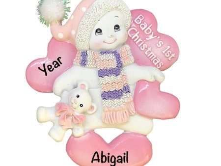 Pink Baby s 1st Christmas Snowbaby Personalized Ornament Online Sale