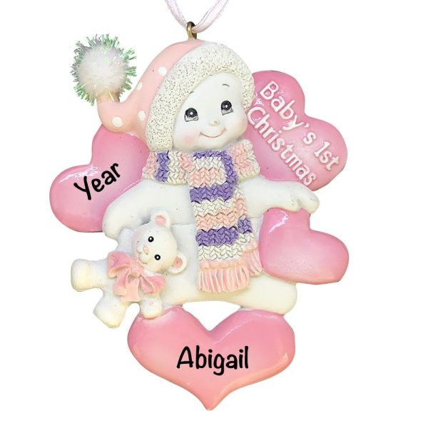 Pink Baby s 1st Christmas Snowbaby Personalized Ornament Online Sale