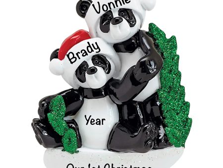 Panda Family of 2 Christmas Ornament For Sale