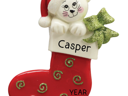 Cat In Stocking Christmas Ornament Cheap