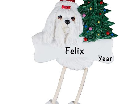 Maltese Personalized Ornament With Dangling Legs on Sale