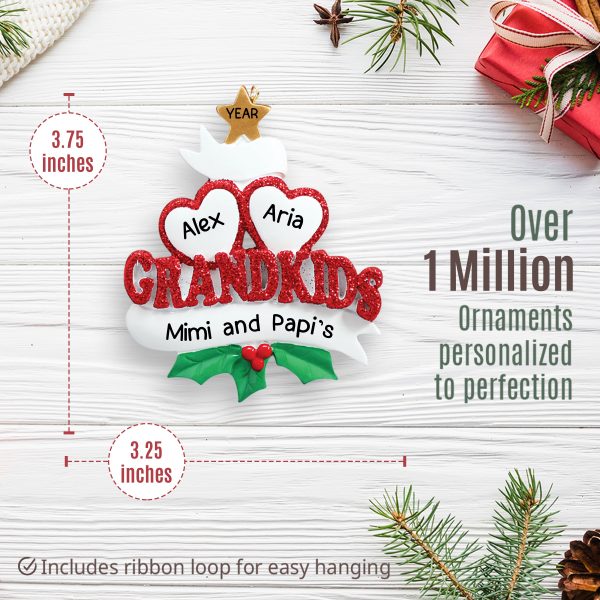 Grandkids Hearts Family of 2 Christmas Ornament Discount