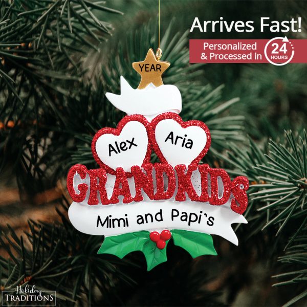 Grandkids Hearts Family of 2 Christmas Ornament Discount