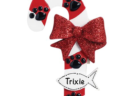 Cat Candy Cane Personalized Ornament Cheap